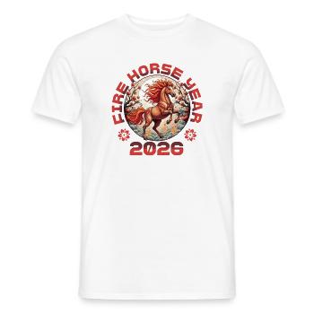 Chinese New Year Year of the Fire Horse 2026 - Men's T-Shirt - white - Front - AI Model Male 178 dark (178cm)