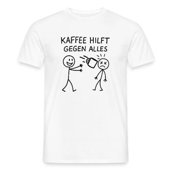 Coffee helps against everything stick figure - Men's T-Shirt - white - Front - AI Model Male 178 dark (178cm)