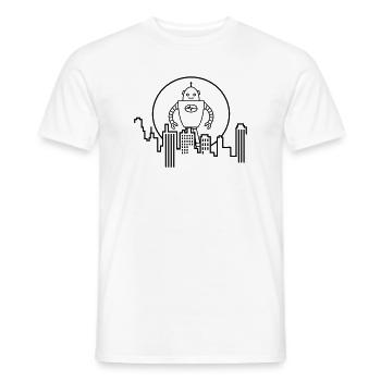 Stadt Silhouette Roboter: KI trifft Urbanes Design - Männer T-Shirt - Weiß - Vorne - AI Model Male 178 dark (178cm)