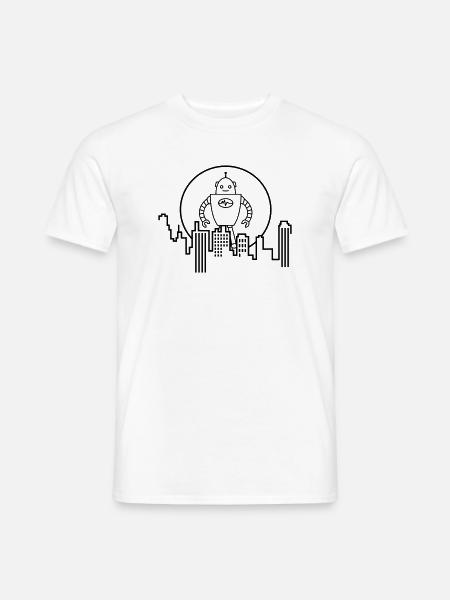 Stadt Silhouette Roboter: KI trifft Urbanes Design - Männer T-Shirt - Weiß