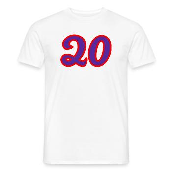 20. 20th ANNIVERSARY. 20 YEARS ANNIVERSARY. 20 YEARS. - Men's T-Shirt - white - Front - AI Model Male 178 dark (178cm)
