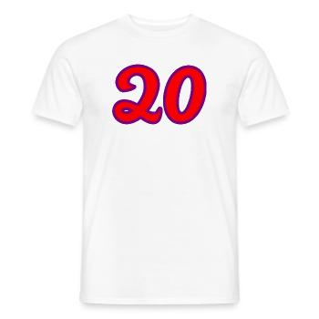 20. 20th ANNIVERSARY. 20 YEARS ANNIVERSARY. 20 YEARS. - Men's T-Shirt - white - Front - AI Model Male 178 dark (178cm)