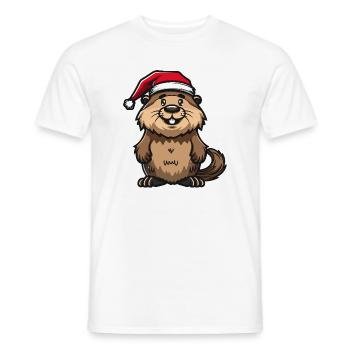 Beaver Christmas - Men's T-Shirt - white - Front - AI Model Male 178 dark (178cm)