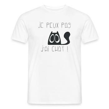 Je peux pas j'ai chat triste - T-shirt homme - blanc - Devant - AI Model Male 178 dark (178cm)