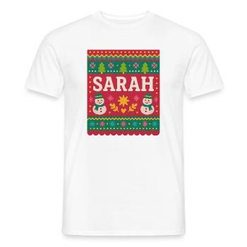 Sarah Christmas Snowman Festive Art  - Men's T-Shirt - white - Front - AI Model Male 178 dark (178cm)