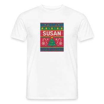 Susan Christmas Knit Art  - Men's T-Shirt - white - Front - AI Model Male 178 dark (178cm)