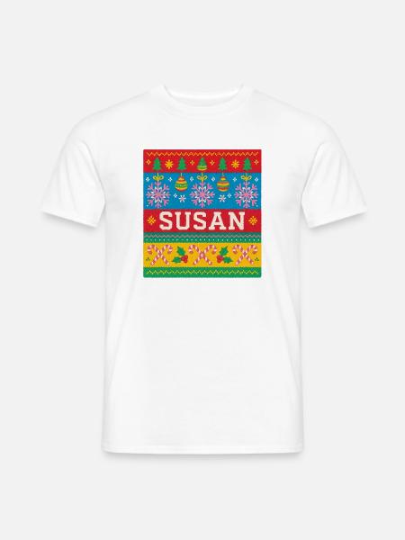Personalised Susan Christmas Art - Men's T-Shirt - white