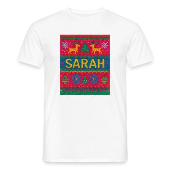 Sarah Christmas Knit Doormat - Men's T-Shirt - white - Front - AI Model Male 178 dark (178cm)