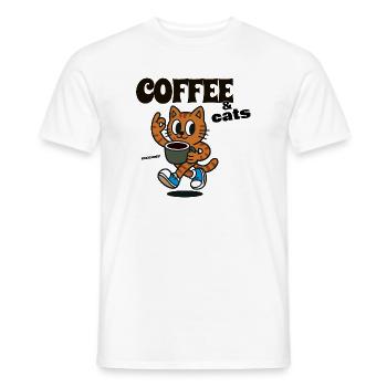 Cat Coffee Lover COFFEE & CATS - Men's T-Shirt - white - Front - AI Model Male 178 dark (178cm)