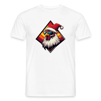 Weihnachtshuhn im Retro Sonnenuntergang - Männer T-Shirt - Weiß - Vorne - AI Model Male 178 dark (178cm)