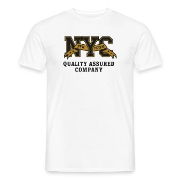 Vintage NYC College Varsity Logo Design - Men's T-Shirt - white - Front - AI Model Male 178 dark (178cm)