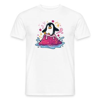 Pinguin auf pinker Marmelade-Welle - Männer T-Shirt - Weiß - Vorne - AI Model Male 178 dark (178cm)