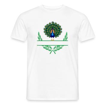 Pfauen-Lorbeerkranz mit Namensraum - Männer T-Shirt - Weiß - Vorne - AI Model Male 178 dark (178cm)