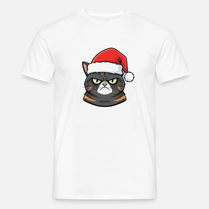 Grimmiger Weihnachtskater anti weihnachts katze - Männer T-Shirt - Weiß