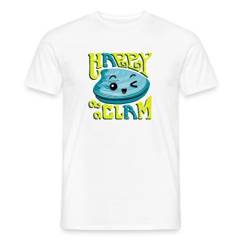 Happy as a Clam Cheerful Shell Kawaii Cute - Men's T-Shirt - white - Front - AI Model Male 178 dark (178cm)