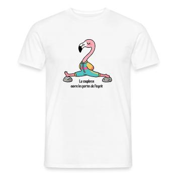 Flamingo yoga in the splits - Men's T-Shirt - white - Front - AI Model Male 178 dark (178cm)