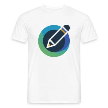 Abstract Circle Pencil Emblem - Men's T-Shirt - white - Front - AI Model Male 178 dark (178cm)