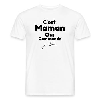 Ligne Coeur Minimaliste - C'est maman Qui Commande - T-shirt homme - blanc - Devant - AI Model Male 178 dark (178cm)