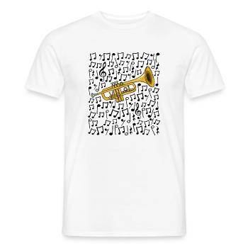 Trompette Notes musicales Trompettiste Musicien cuivre - T-shirt homme - blanc - Devant - AI Model Male 178 dark (178cm)