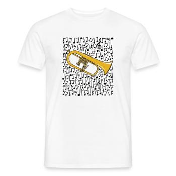 Notes musicales de bugle Corniste Musicien de cuivres - T-shirt homme - blanc - Devant - AI Model Male 178 dark (178cm)