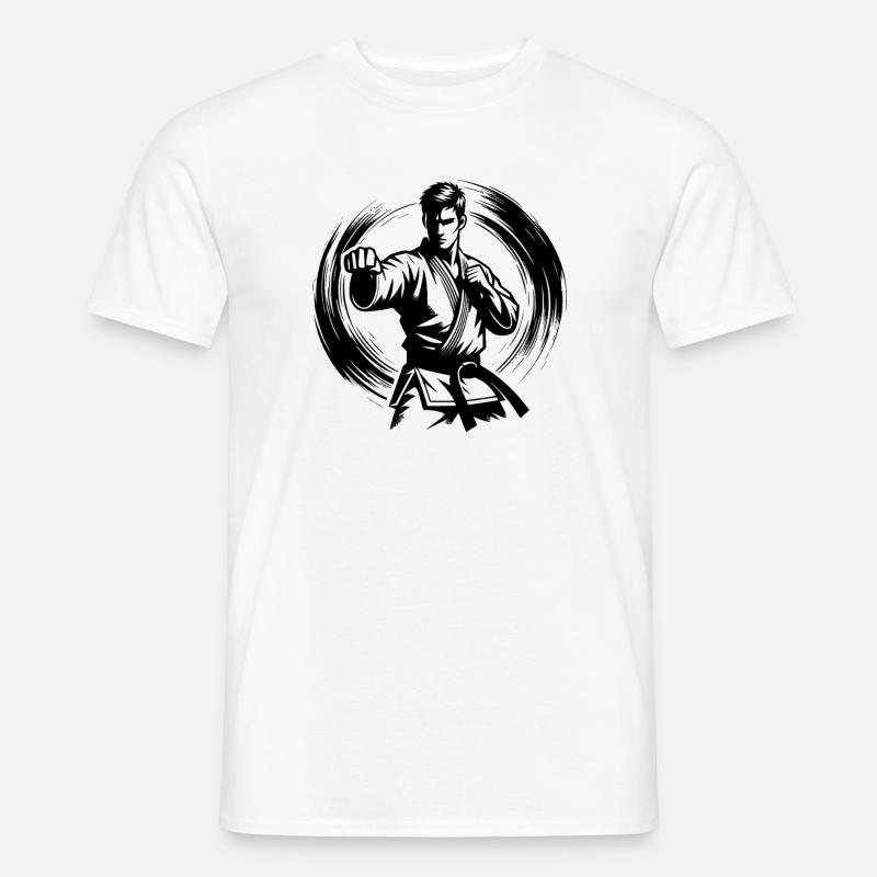 Dynamische Kampfpose Perfekte Karate Silhouette - Männer T-Shirt - Weiß