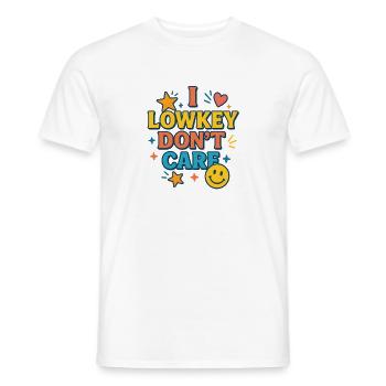 Lowkey Don’t Care Funny Saying  - Men's T-Shirt - white - Front - AI Model Male 178 dark (178cm)