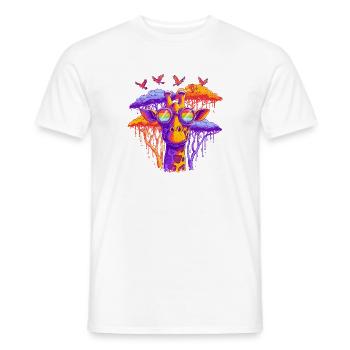 Fantasy giraffe with rainbow glasses - Men's T-Shirt - white - Front - AI Model Male 178 dark (178cm)