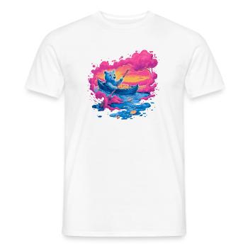 Neonbär im pinken Sonnenuntergangskanu - Männer T-Shirt - Weiß - Vorne - AI Model Male 178 dark (178cm)