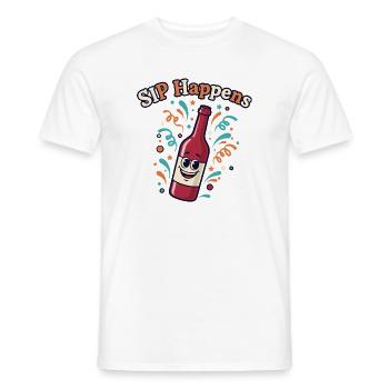 Sip Happens Party Bottle - Men's T-Shirt - white - Front - AI Model Male 178 dark (178cm)