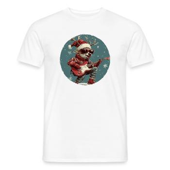 Hirsch Weihnachten Gitarre - Männer T-Shirt - Weiß - Vorne - AI Model Male 178 dark (178cm)