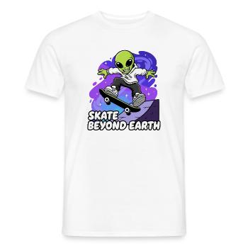 Alien Skater Beyond Earth - Men's T-Shirt - white - Front - AI Model Male 178 dark (178cm)