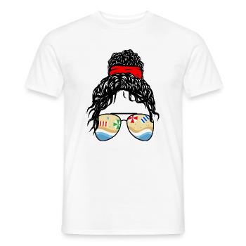 Beach Reflections Girl Summer Retro Sunglasses Art - Men's T-Shirt - white - Front - AI Model Male 178 dark (178cm)