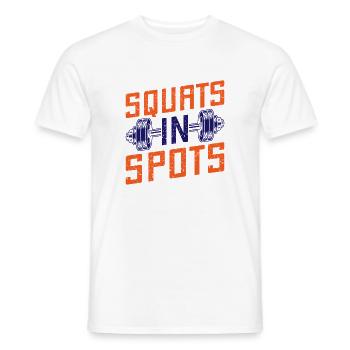Fitness Fanatics Squats In Spots Calisthenics Gym - Men's T-Shirt - white - Front - AI Model Male 178 dark (178cm)