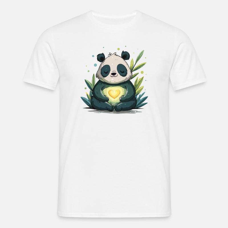 Panda Herzleuchte - Männer T-Shirt - Weiß