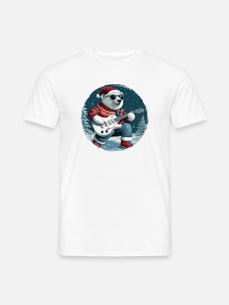 Polar Bear Christmas Guitar Polar Bear - Men's T-Shirt - white