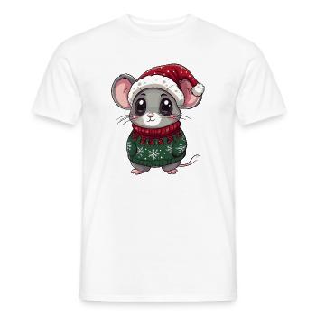 Maus Weihnachten Xmas - Männer T-Shirt - Weiß - Vorne - AI Model Male 178 dark (178cm)