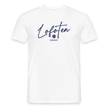 Lofoten - Norway Flag - Norge - Norwegen - Men's T-Shirt - white - Front - AI Model Male 178 dark (178cm)