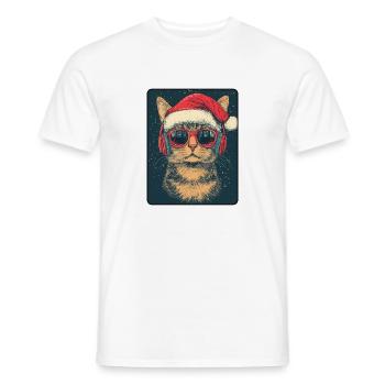 Chat cool avec lunettes de soleil Chapeau de Père Noël - T-shirt homme - blanc - Devant - AI Model Male 178 dark (178cm)