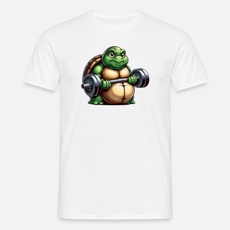 Grim Turtle Dumbbell Training Workout - Men's T-Shirt - white