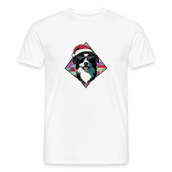 Santas Hund mit Sonnenbrille - Männer T-Shirt - Weiß - Vorne - AI Model Male 178 dark (178cm)