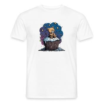 Kuschelbär auf Cupcake im Weltraum - Männer T-Shirt - Weiß - Vorne - AI Model Male 178 dark (178cm)