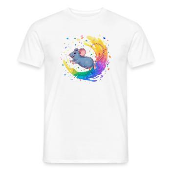 Souris colorée dans un tourbillon de couleurs - T-shirt homme - blanc - Devant - AI Model Male 178 dark (178cm)