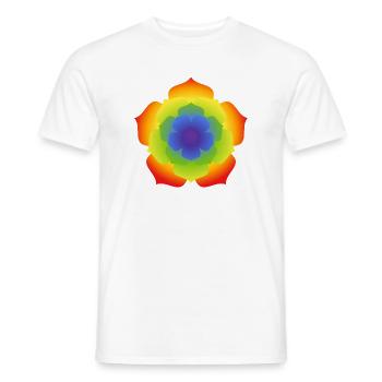 Regenbogenlotus-Mandala-Blüte - Männer T-Shirt - Weiß - Vorne - AI Model Male 178 dark (178cm)