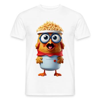 Popcorn Chicken with Glasses - Men's T-Shirt - white - Front - AI Model Male 178 dark (178cm)