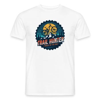 Trail Hunter Badge Pursuit of the Peak MTB Bike - Men's T-Shirt - white - Front - AI Model Male 178 dark (178cm)