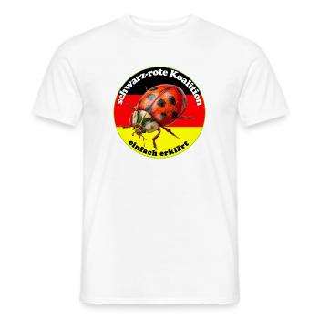 BlackRed government briefly explained - Men's T-Shirt - white - Front - AI Model Male 178 dark (178cm)