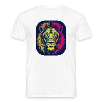 Neon Lion Head Pop Art - Men's T-Shirt - white - Front - AI Model Male 178 dark (178cm)