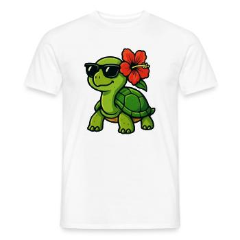 Sun turtle with hibiscus - Men's T-Shirt - white - Front - AI Model Male 178 dark (178cm)