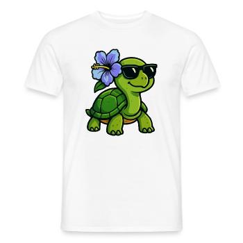 Schildkröte mit Hibiskus Blume - Männer T-Shirt - Weiß - Vorne - AI Model Male 178 dark (178cm)