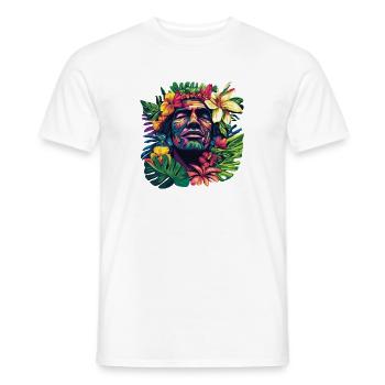 Tête frontale tropicale avec couronne florale - T-shirt homme - blanc - Devant - AI Model Male 178 dark (178cm)